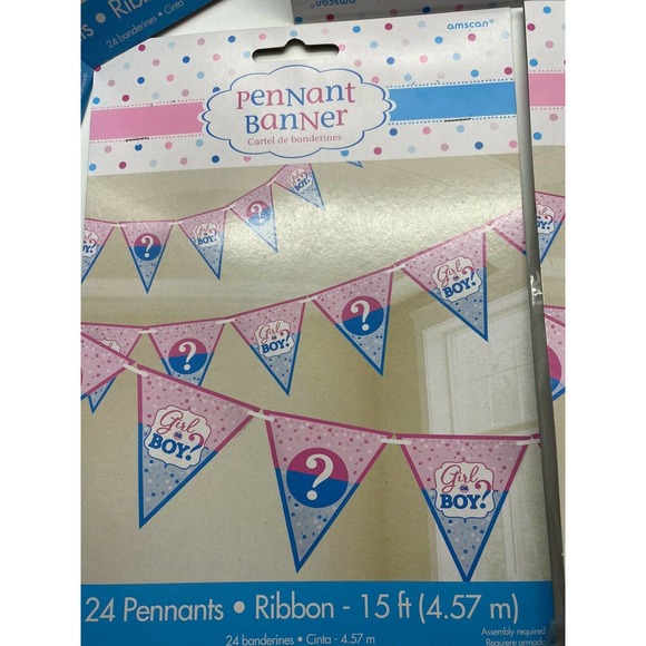 15ft Girl Boy Baby Shower / Gender Reveal Pennant Flag Banner Party Decorations - Picture 5 of 7
